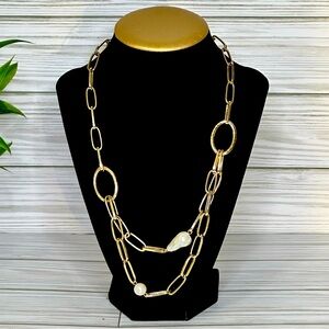 Alfani Gold/Pearl Statement Necklace